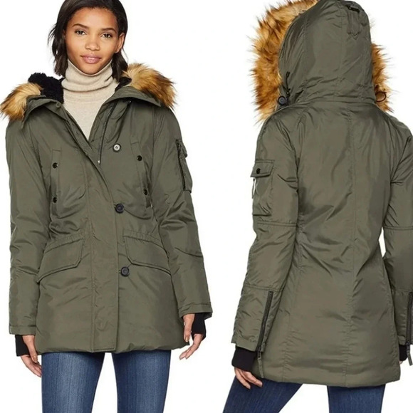 S13 Urban Outfitters Eskimo Faux Fur Trim Down Parka Winter Coat XS - Picture 12 of 12